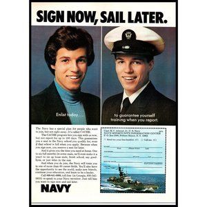 1976 US Navy Recruiter Recruiting Vintage Print Ad Graduation Photo Wall Art